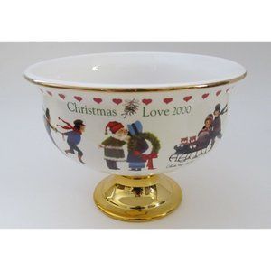 Vintage, Charles Wysocki, Christmas Love 2000, Pedestal, Candy Fruit Dish, Bowl